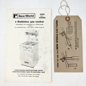 New World Radiation Gas Cooker 44RL GRL Manual Hang Tag Warrington UK Vintage - Picture 1 of 2