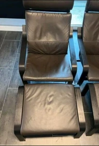 ✅️1x Ikea Poäng schwarz/anthrazit + 1 passende Hocker Leder Braun RELAX STUHL - Bild 1 von 3