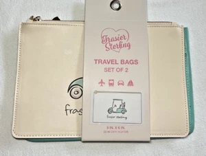 FraSier Sterling, Travel MAKE UP BagS (2) GOLF CART BLUE PINK 9 X 6 NIP - Picture 1 of 2