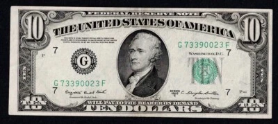 USA, UNITED STATES $10 CHICAGO U.S. 1950C Pick-439 VF+ CRISP NOTE - Image 1 of 3