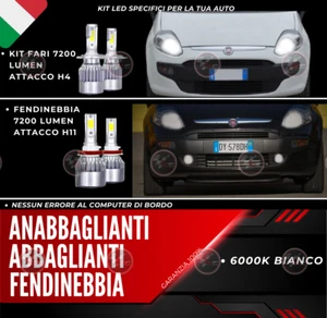 KIT FULL LED PUNTO EVO 7200LM ANABBAGLIANTI ABBAGLIANTI FENDINEBBIA BIANCO 6000K - Afbeelding 1 van 12