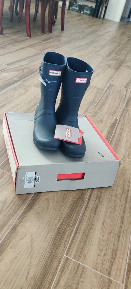 Hunter Original Short Navy Womens Rain BOOTS Wellies Wellington - S 10