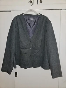 Worthington Gray 3-Button Peplum Blazer 24W) - Plus Size - Picture 1 of 5