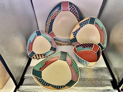 Rosenthal Studio Line Flash Retro 5 Piezas Cena Lugar Set 3 Platos 2 Cuencos Foto 1 de 4