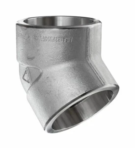 45 Deg Elbow 1/2" Class 3000 Forged 304 Stainless Steel Socket Weld Pipe Fitting - Picture 1 of 8