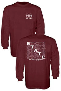 Camiseta para hombre Mississippi State Bulldogs de 2 lados en diagonal repetición manga larga - Imagen 1 de 7