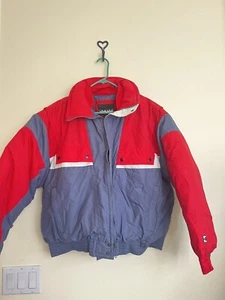 Vtg 80s Inside Edge Red Grey Snow Ski Colorblock Down Jacket Coat Men’s XL - Picture 1 of 11