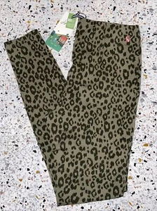 Joules Ebba pants in olive cheeta leopard print pull on stretchy high rise - Picture 1 of 3