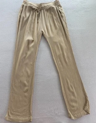 Pantalones de salón Tommy Hilfiger para mujer talla 4 beige cintura elástica cordón bolsillo Foto 1 de 4