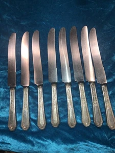 LOTE DE CUCHILLOS VINTAGE MANGO PLATA ESTERLINA GRAMOS ESTAMPADOS 453 GRAMOS - Imagen 1 de 7