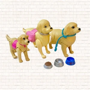 Barbie Dogs Collection • Set di 3 animali giocattolo vari + ciotole cibo • Mattel EUC OBO - Foto 1 di 14