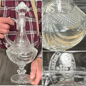 17” CRISTALLERIE LORRAINE GRANDE DUK Cut Glass CLARET JUG Decanter LUDOVIC 2.8KG - Picture 1 of 16