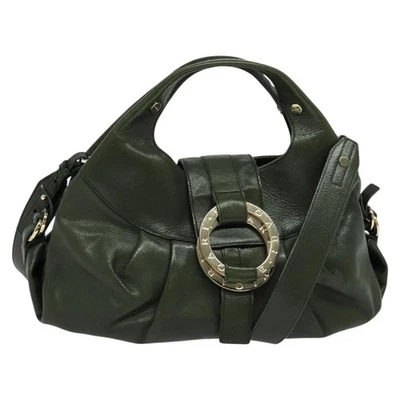Auténtico bolso de mano BVLGARI cuero 2 vías verde 113313 Foto 1 de 4
