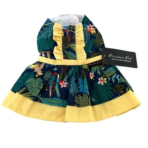 Vestido Parisian Pet XS Estampado Selva Lluviosa Amazonas Perro Nuevo con Etiquetas Solero Volantes - Imagen 1 de 8