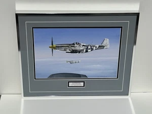 North American P-51D MUSTANG WWII Art Original Painting On Paper framed! - Picture 1 of 7