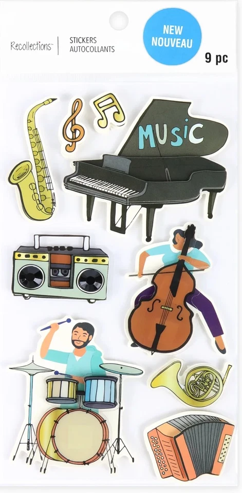 Recollections PLAYING MUSIC Stickers Lot - 5 Packs