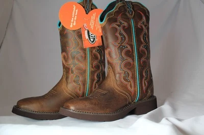 Botas de Vaquero Justin Gypsy Para Mujer 6 B Puntera Cuadrada Cuero Marrón L2900 NWB NUEVAS CON ETIQUETAS Foto 1 de 4