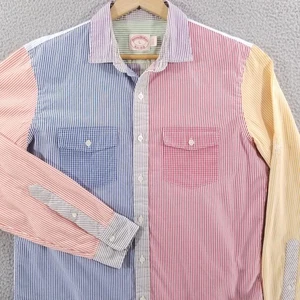 Brooks Brothers Hemd Herren Large Pastell Colorblock Gestreift Patchwork Knopfleiste - Bild 1 von 14
