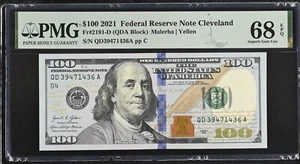 2021 $100 Federal Reserve Note Fr-2191-D Cleveland PMG68 Superb Gem EPQ - Picture 1 of 2