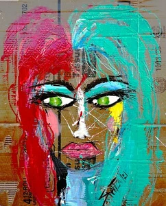 STUNNING SEXY LADY PAINTING upcycle 22 X 28 original SWARTZMILLER DNA SIGNED ART - Picture 1 of 14