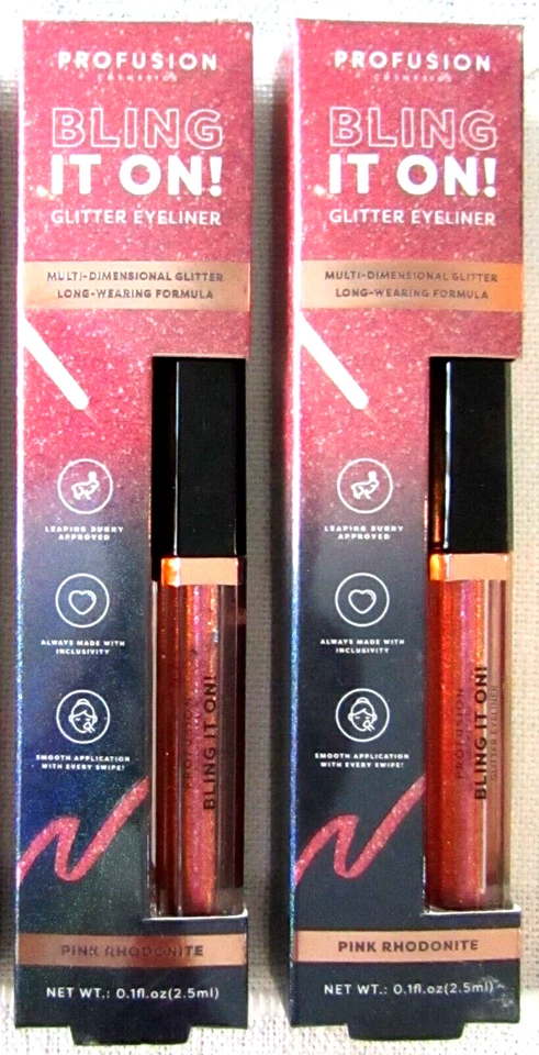 Paquete de 2 delineadores de ojos líquido brillo rodonita rosa Bling It On Profusion Cosmetics Foto 1 de 1