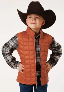 Roper Boys Kids Rust Nylon Crushable Poly Filled Vest - Picture 1 of 4
