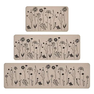 3 PCS Kitchen Rugs Set Flowers Non Slip Kitchen Mats for Floor Waterproof Kit... - Picture 1 of 7