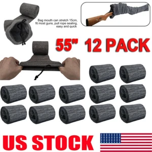 12PCS Silicone Treated Gun Sleeve Shotgun Rifle Sock Shooting Cover Green Gray - Picture 1 of 10