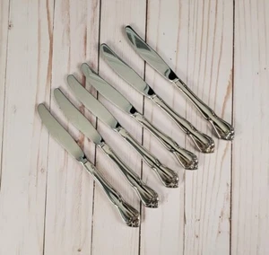 6 Oneida ARBOR ROSE -TRUE ROSE Stainless Steel Glossy Dinner Knives - Picture 1 of 5