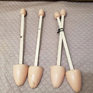 Vintage Shoe Tree Womens 11 1/2 ' Pink Wood & Metal Stretchers 1950s Lot of 2 - Picture 1 of 5