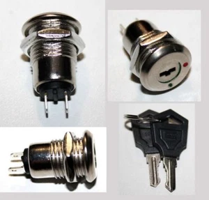 mini Interrupteur contacteur à clé clef de contact 220v 12v K8 Long 24mm 6-6 - Picture 1 of 1