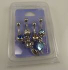 Cat Heart Love Crystal 4 Piece Set Belly Button Ring, Piercing, Body Jewelry