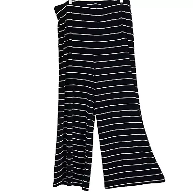 Chico's Travelers Pant Size 3 Short / XL Striped Black White Slinky Stretch NWT - Image 1 of 4