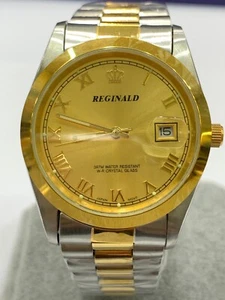 Reginald Mens Wrist Watch Silver Gold Analog Quartz New Battery. New - Picture 1 of 10