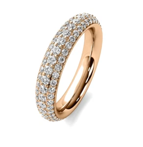1.70 CT G/VS2 Pave Set Round Cut Lab Grown Diamond Eternity Ring 14k Rose Gold - Picture 1 of 8