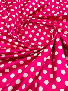 Fuchsia/white 1/2inch Polka Dot Soft/silky Charmeuse Satin Fabric. (20 Yards) - Picture 1 of 6