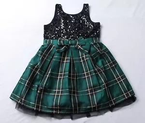 The Children's Place Girls Plaid Sequin Fit & Flare Dress CA4 Spruceshead US 7/8 - Picture 1 of 3