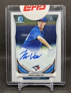 2014 Bowman Draft NICK WELLS 1st Chrome Prospect On Card AUTO Toronto Blue Jays - Picture 1 of 3