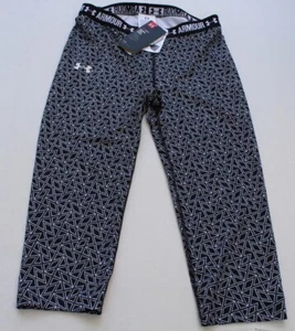 NWT Under Armour Girl's heat gear Capri leggings sz YLG/G black & white design - Picture 1 of 3