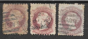 SOUTH AUSTRALIA 1880; SG 114 SHADES PERF 10(2) & 11 1/2 (1) - Picture 1 of 2