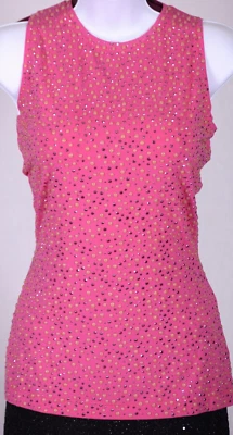 Top de mujer ST.JOHN tejido rosa estrás tachuelas talla S Foto 1 de 4