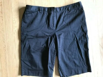 Fashion Bug Black Bermuda Chino Shorts Women Size 10 Flat Front Stretch Cotton - Image 1 of 2