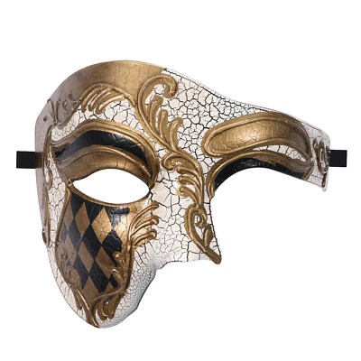 Mens Masquerade Ball Mask Venetian Phantom of the Opera Costume Half Face Mask - Image 1 of 4