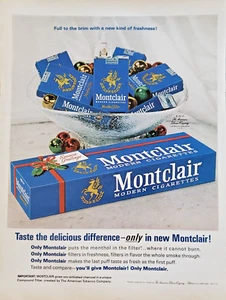 Anuncio de Navidad Montclair Cigarettes 1963 - Saludo navideño con adornos - Imagen 1 de 1