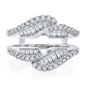 14K Bañado en Oro Blanco 1.2ct Moissanita Tipo Bypass Anillos Envuelva Solitario - Imagen 1 de 11
