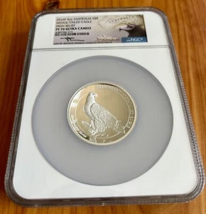 2016P 5oz AUSTRALIA WEDGE-TAILED EAGLE, HIGH RELIEF, S$8 NGC PF70 UC, MERCANTI - Picture 1 of 9