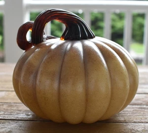 Decorative ART Glass Pumpkin WITH STEM - Picture 1 of 8