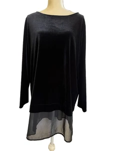 CHICOS TRAVELERS Chiffon Hem Black Velvet Tunic 3 XL - Picture 1 of 6