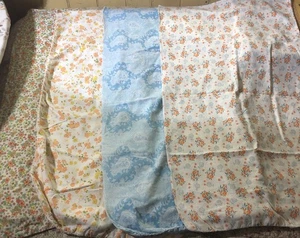 4 Full Vtg 1940 Flour Feed Sacks Pastel Flowers + Blue Paisley + Small Remnant - Picture 1 of 15