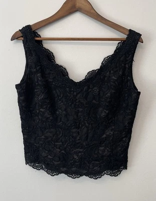 Lencería Vintage Victor Costa Encaje Cami Y2K Bruja Oscura Romántica Talla 12 Cremallera Foto 1 de 4